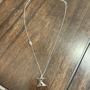 Juicy Couture Preowned "K" Silvertone Necklace with Clear Stones